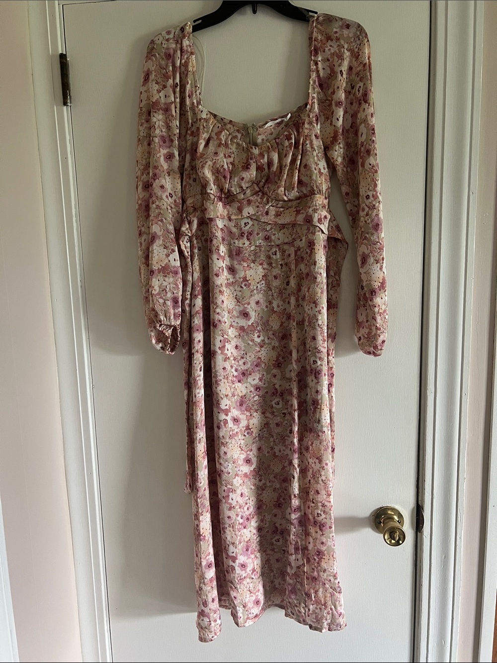 Lush Pink Floral Long-Sleeve Maxi Dress